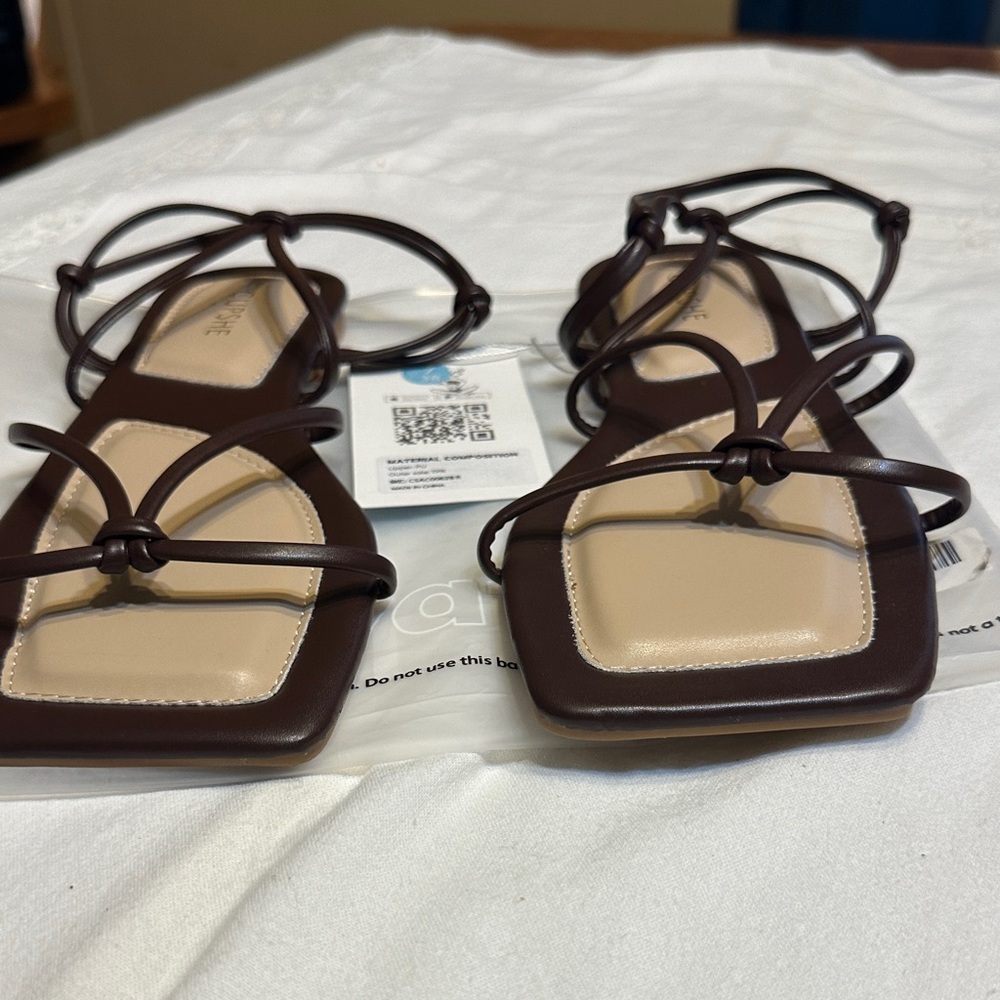 Cupshe Brown and Cream Strappy Sandals